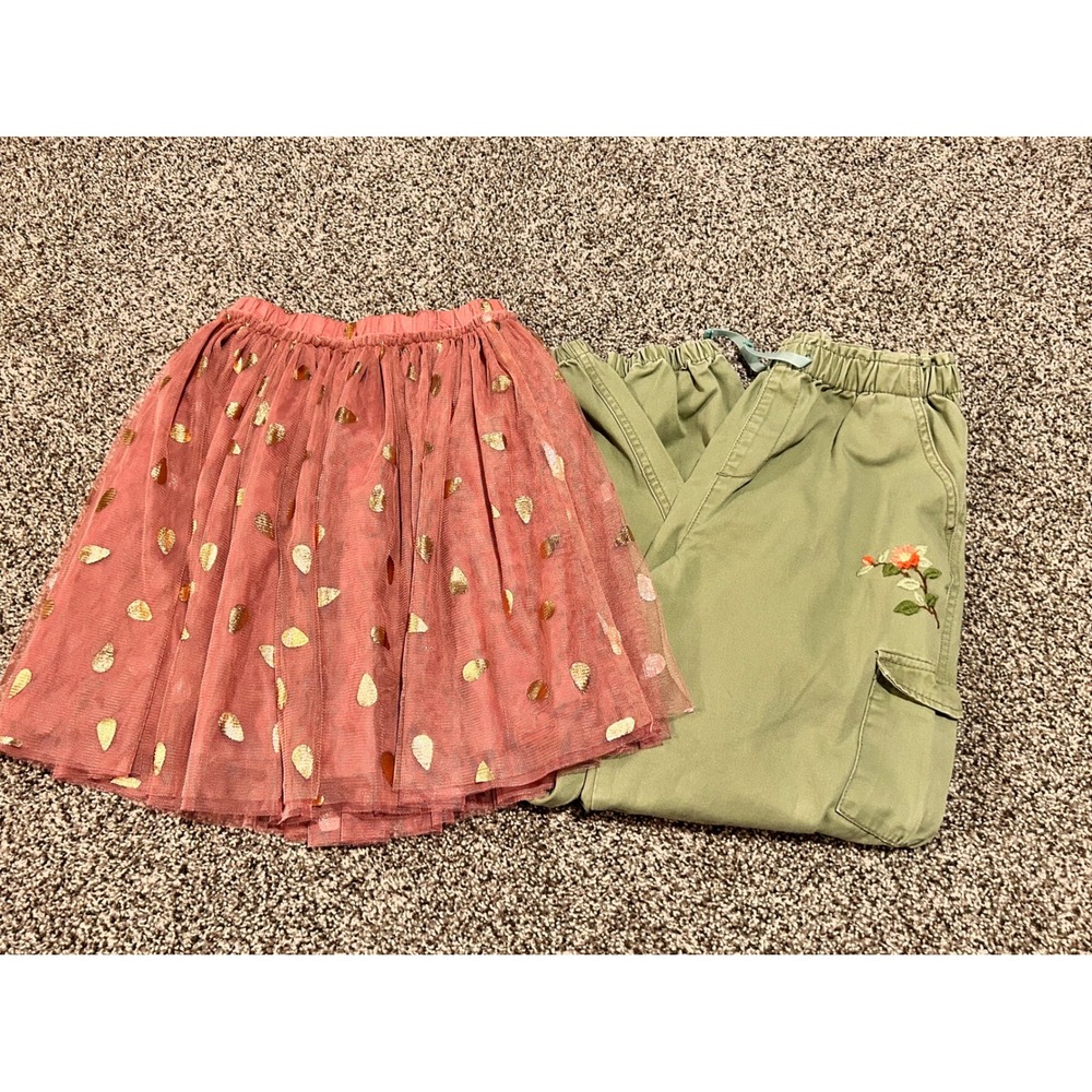 K9 Peek Kids Girls Rose Gold Polka‎ Dot Tulle Skirt & Embroidered Pants  10 12